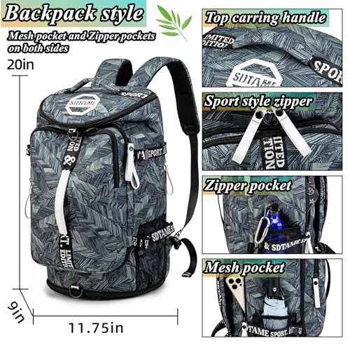 SDTAME Gym Duffel Backpack with Shoe Pocket & Laptop Sleeve - color: Silver