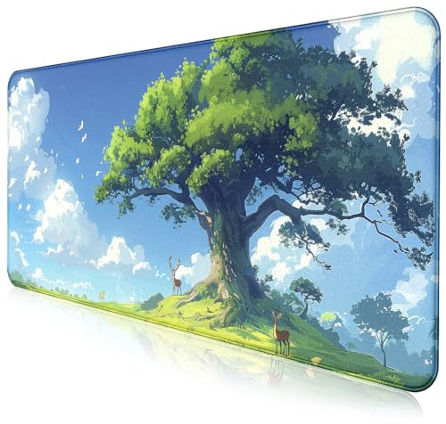 Large Green Plant Outdoor Landscape Office Desk Pad, Computer Mouse Pad | The Surface Of The Mouse Pad Is Designed With Fiber Woven Material, And The Base Is Made Of Natural Anti Slip Rubber. - color: Outdoor Landscape