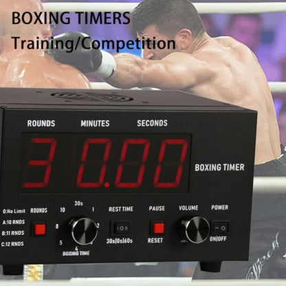 Boxing Interval Timer,Professional Gym Timer with LED Display,Selectable Training Time and Cycle Repetitions,Adjustable Sound Gym Interval Timer Red - color: Red