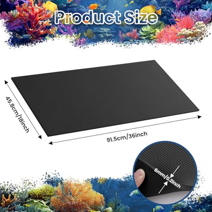 Aquarium Leveling Mat, 18 x 36 Inch Under Tank Pad, 6mm Thick Non-Slip Shockproof Fish Tank Cushion, Waterproof, Easy to Cut, Black - color: Black, size: 18 x 36in