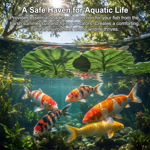 3Pcs Floating Lily Pads Leaves for Ponds, 11.4 Inch Realistic Large Eva Foam Lotus Leaf Artificial Water Plant Pads Decoration Fake Lilly Leaves Ornaments for Koi Fish Aquarium, Pond, Pool,Green