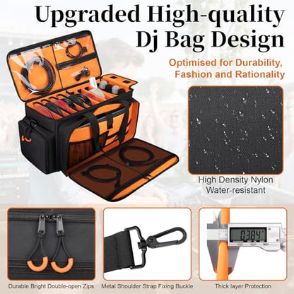 Large Dj Cable Bag with Detachable Dividers, Bottom Pad - color: Orange, style: Dj Cable Bag