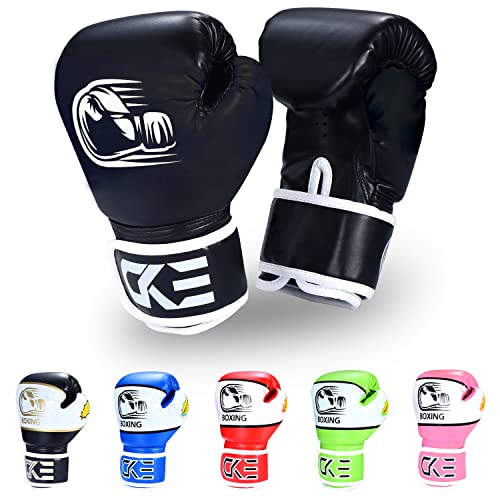 CKE Boxing Gloves for Kids Ages 5-12, Beginner Punch Bag Training Gloves - color: Black-02