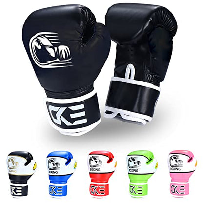 CKE Boxing Gloves for Kids Ages 5-12, Beginner Punch Bag Training Gloves - color: Black-02