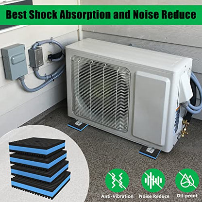 Anti Vibration Pads, 3" × 3" × 7/8" Heavy Duty Ribbed Rubber Anti Vibration Isolation Pads with EVA Center Layer for Air Compressor, Air Conditioner Unit, HVAC, Treadmill - size: 3" × 3" × 7/8"