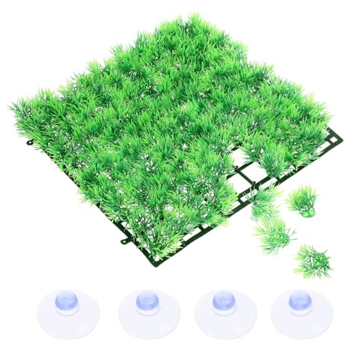 Abaodam Washable Artificial Grass Mat for Aquariums Lifelike Grass Carpet with Thick Base Safe Plastic Material Aquarium Decoration with Suction Cups