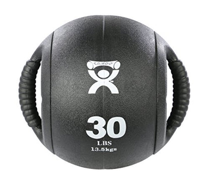 CanDo Dual-Handle Medicine Ball - 9" Diameter - Black - 30 lb