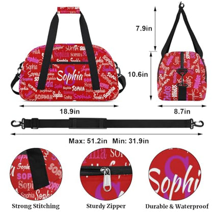 Custom Named Dance Ballet Bag Girls, Weekend Sports Travel Bag, Red - color: Color 13