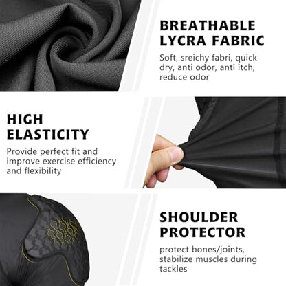 Mens Football Rib Protector with Pads Adult Protective Undershirt Heart Guard for Softball Rugby Lacrosse - size: Large