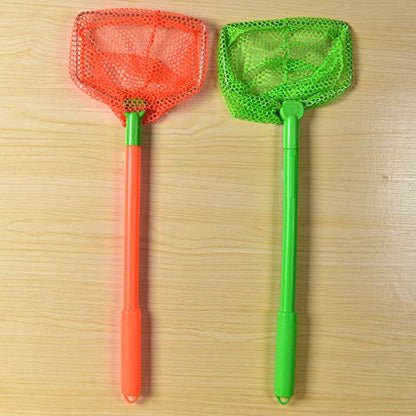 4 Pieces Fishing Net Catching Bug Fish Butterfly Nets Beach Toys for Kids Outdoor Playing (Green, Orange)