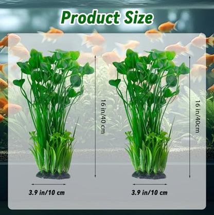 Large Plastic Aquarium Plants,2 Pcs Tall Fish Tank Plants Decor Artificial Seaweed Water Plant Ornament Freshwater and Saltwater Extra Large Aquarium Plant Decorations for Small Tanks