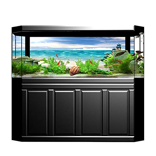 Aquarium Background Poster Decorative PVC Sticker, Fish Tank Decor Sticker with Lifelike Ocean Scene, Non - Film for Freshwater Saltwater (61 * 41cm)
