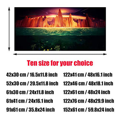 NIMOSA Aquarium Background Fish Tank Decorations Pictures 3D Effect PVC Adhesive Poster 3D Underwater Sea Mountains Earth Backdrop Decoration Paper Cling Decals Sticker,122x61cm - size: 122x61cm