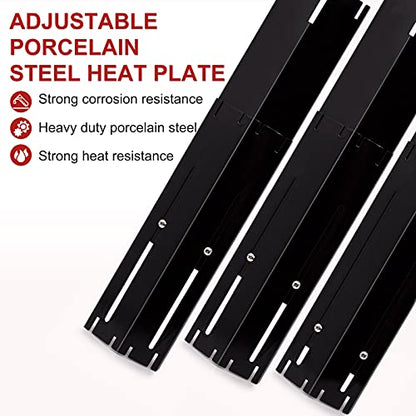 Universal Adjustable Grill Heat Plates/Heat Tents/Burner Covers/Heat Deflectors/BBQ Grill Heat Shields/Grill Cover Plates/Grill Diffuser for Gas Grill, Porcelain Steel Grill Replacement Parts (4-Pack) - color: 4-Pack