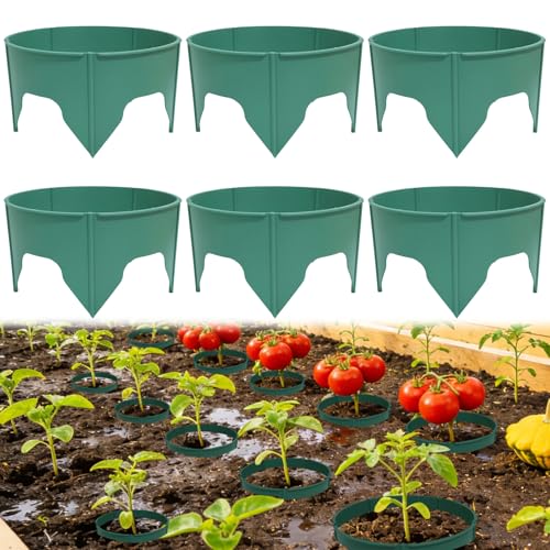 30pcs Planting Grow Rings, Planting Protective Round Edging, Interlocking Garden Plant Rings, Adjustable Diameter Range 8.2-15.7 in, for Deep Watering Vegetables, Herbs and Flowers (Green)