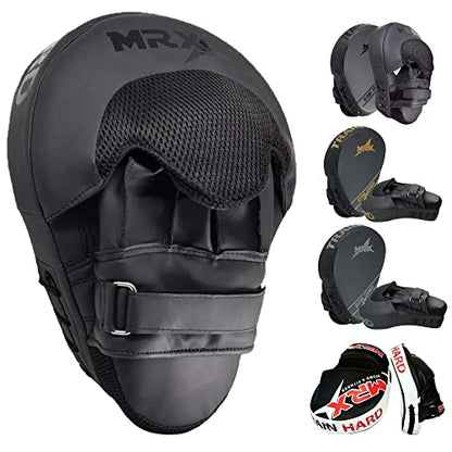 Punching Mitts MMA Muay Thai Boxing Pads, Gel Tech Leather Curved Focus Mitts, Training Hand Pads Sparring Martial Arts Karate Dojo Target Strike Shield - color: Black