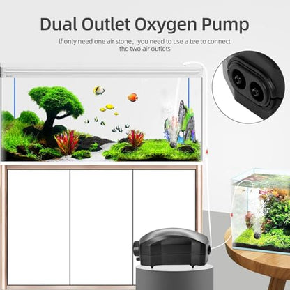 Aquarium Air Pump Single Outlet/Dual Outlet Adjustable Aerator with Accessories for 10-100 Gallon Fish Tank - style: M-100 2W (10-30gal)