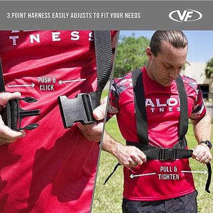 Valor Fitness Agility Strength Training Sled with Harness & Straps – Push, Pull, Drag for Football, Speed, Power, Full Body Workout