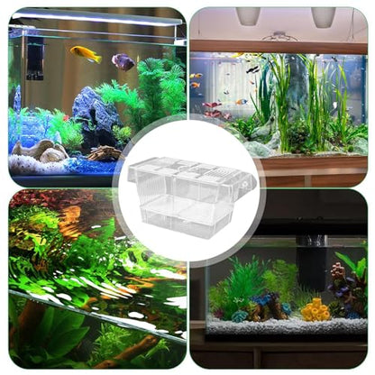 1/2 Fish Acclimation Box - Acrylic Hatchery Incubator Tank, Fish Breeder Box with 2 Suction Cups | Easily Install Breeding Isolation Box, Floating Breeding Box for Baby Fishes Shrimp Betta Guppy - size: Large