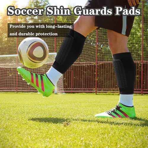 Soccer Shin Guards Pads for Youth Adult - color: Black, size: Medium