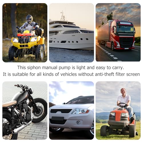 Gasoline Siphon Hose Pump, Hand Fuel Transfer Pump, Portable Hand Gas Pump with 16.4ft Siphon Hose, for Gasoline Gas Oil Fuel Petrol Diesel Fluid Water Fish Tank