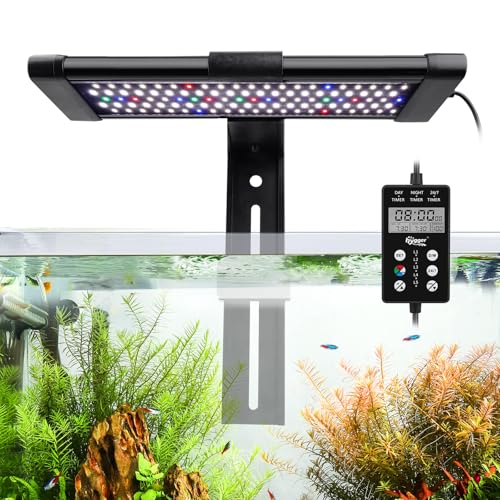 hygger Small Clip On Aquarium LED Light, Custom Daylight-Moonlight & 24/7 Mode, 12-18 in Full Spectrum Fish Tank Light, 8 Colors Adjustable Brightness Auto On Off with Memory for Planted Tank - size: For 12~18 In Tank
