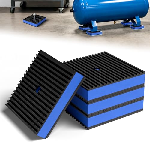 4" X 4" Anti Vibration Pads,Vibration Isolator Pads for Air Compressor,Mechanical Vibration Damping Pads for washing machine,Pre-Drill Hole Rubber Isolation Pads for Heavy Duty Rubber(4 Pcs)