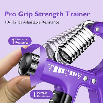 FitBeast Grip Strengthener Forearm Strengthener, Adjustable Hand Grip for Strength Training & Rehabilitation, 10-132 lbs Resistance, Ideal for Athletes and Physical Therapy - color: Purple