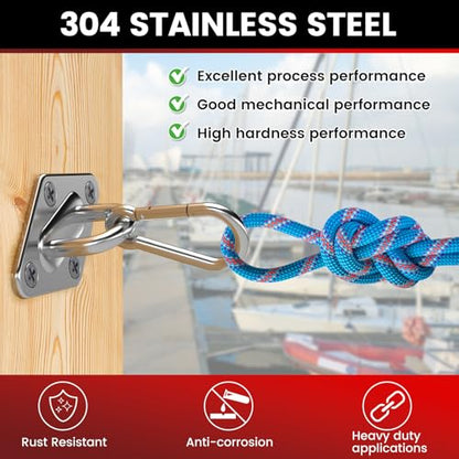 sprookber 304 Stainless Steel Pad Eye Snap Hook,M8 Ceiling Hook 1200Lb,8Pcs - size: 3.15 inch, style: Rhombus