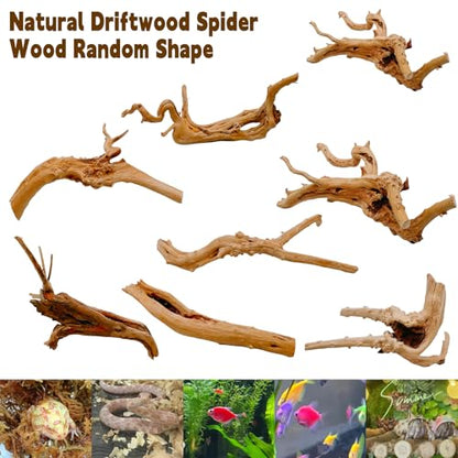 6PCS Aquarium Driftwood 6-8in Natural Spider Wood Branches Reptiles Aquarium Fish Tank Decoration Assorted - size: M:Spiderwood (6-8in 6PCS)