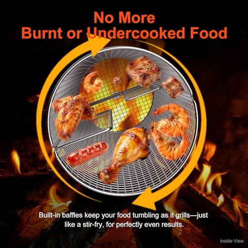 Rotatable Rolling Grill Baskets, 304 Stainless Steel, Even Cooking Nesting Grilling Net, BBQ Accessories Tools for Vegetables Shrimp, Outdoor Camping, Gifts for Birthday/Men/Dad/Husband