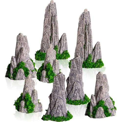 8Pcs Simulated Rockery Decor, Miniature Bonsai Rock Decorations for Micro Landscape Terrarium Accessories Tabletop Garden Ornament