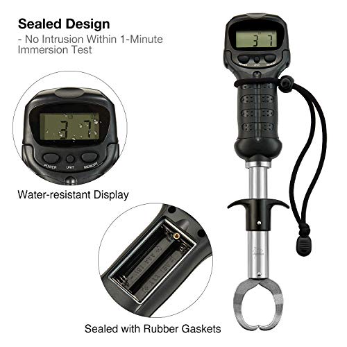 Piscifun Fish Gripper with Digital Fish Scale, Memory Function Fishing Scale, Save Up to Most 10 Set of Weight, Saltwater-Resistant, Portable Stainless Steel Fish Lip Gripper, Fishing Gear Gift