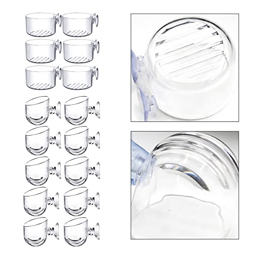 MDEOOSKY 16 Pack Aquatic Plant Cups, Acrylic Aquarium Plant Cup, Transparent Acrylic Aquatic Pot with Suction, Acrylic Aquarium Suction Cup Holder, Aquarium Decoration 2 Shapes