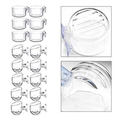 MDEOOSKY 16 Pack Aquatic Plant Cups, Acrylic Aquarium Plant Cup, Transparent Acrylic Aquatic Pot with Suction, Acrylic Aquarium Suction Cup Holder, Aquarium Decoration 2 Shapes