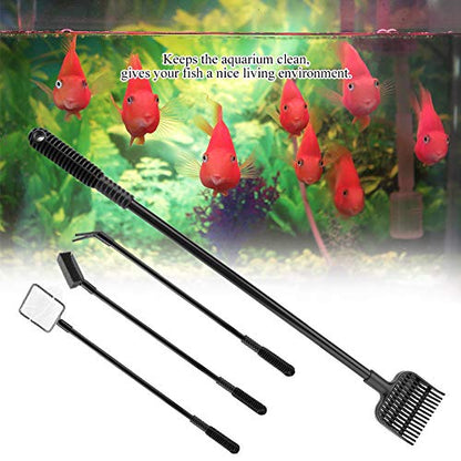 Abs Plastic Fish Tank Cleaner Brush Net Shovel Clamp/Holder 4 in 1 Portable Aquarium Cleaning Tool Set, Fish Tank Cleaner Brush for Effective Aquarium Maintenance and Bottom Dirt Removal