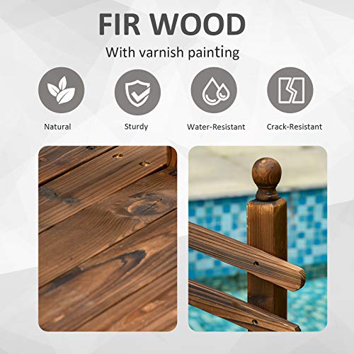 Outsunny 7.5' Wooden Arch Garden Bridge, Safety Rails for Backyard Ponds, Creeks, Streams, Carbonized - color: Carbonized