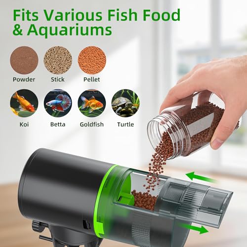 Automatic Fish Feeder for Aquarium: 3 Timers & One-Touch Easy Setup - 7-14 Day Supply with 200ML Food Dispenser - Worry-Free Vacation Feeding for Betta Turtle Tank - size: FS-069