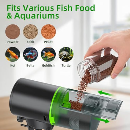 Automatic Fish Feeder for Aquarium: 3 Timers & One-Touch Easy Setup - 7-14 Day Supply with 200ML Food Dispenser - Worry-Free Vacation Feeding for Betta Turtle Tank - size: FS-069