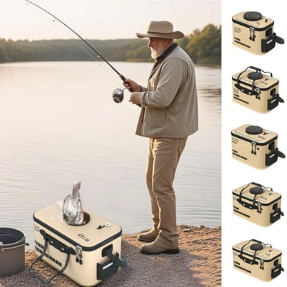Live Fish Lures Buckets - Live Bait Protection Box, Foldable Fishing Bucket | Folding Fishing Bucket with Aeration Hole, Portable Water Container, Fish Transport Boxes for Travel Hiking (50x29x24cm)
