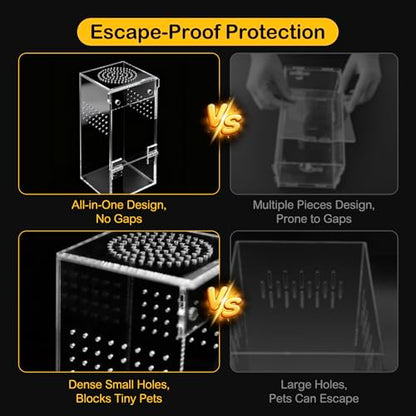 Jumping Spider Enclosure Kit,Escape Proof Reptile Tank,Praying Mantis Terrariums,Transparent Acrylic Complete Bug Habitat,Arboreal Tarantula Cribs Cage,Insect Starter Container,Critter Keeper