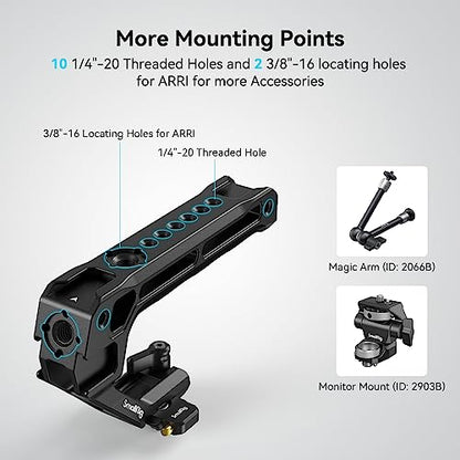 SmallRig Lightweight NATO Top Handle, Quick Release NATO Grip w/NATO Rail for DSLR Camera Cage, Universal Top Handle with 5 Cold Shoe Adapters - 4345