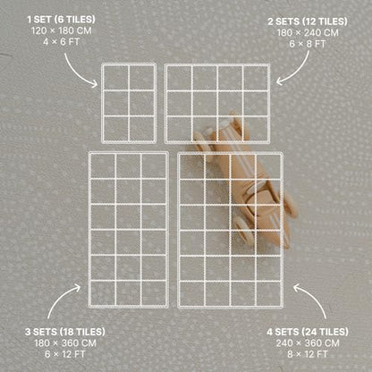 Toddlekind Haven Puzzle Playmat, 4x6 Non-Toxic Interlocking Foam Floor Mat | 4' X 6' Non-Toxic EVA Foam Tiles, Durable, Odorless, Wipe-Clean Playroom Floor Mat, Easy Assembly - color: Ecru