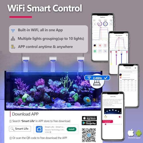 RL115 Reef Marine Led Aquarium Lighting Full Spectrum Reef Aquarium LED Lighitng for Coral Saltwater Fish Tank (RL115 with Hang Kit) - size: RL115 With Hang Kit