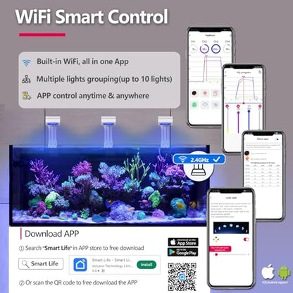 RL115 Reef Marine Led Aquarium Lighting Full Spectrum Reef Aquarium LED Lighitng for Coral Saltwater Fish Tank (RL115 with Hang Kit) - size: RL115 With Hang Kit