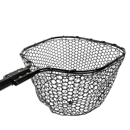 YakAttack 16” x 19” Landing Net with 24” Telescoping Handle & Rubber Netting, Black | Floating Fishing Net for Kayak, Boat & Bank Anglers | Snag-Free Catch and Release Net