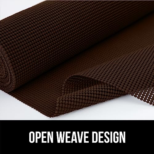 GORILLA GRIP powerGRIP Drawer Shelf and Cabinet Liner, Thick Strong Hold, Non-Adhesive Liners Protect Kitchen Cabinets and Cupboard, Bathroom Drawers, Easy Install, Breathable Mat, 12" x10', Chocolate - color: Chocolate, style: 12" x 10'