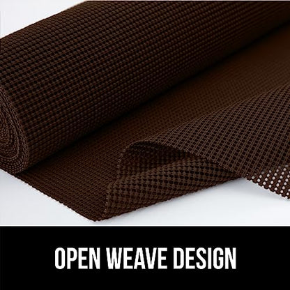 GORILLA GRIP powerGRIP Drawer Shelf and Cabinet Liner, Thick Strong Hold, Non-Adhesive Liners Protect Kitchen Cabinets and Cupboard, Bathroom Drawers, Easy Install, Breathable Mat, 12" x10', Chocolate - color: Chocolate, style: 12" x 10'