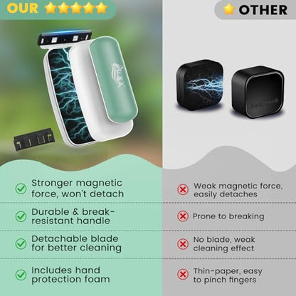 AQQA Aquarium Magnet Glass Cleaner - Enhanced Magnetic Fish Tank Cleaner with 2 Types of Blades, Self-Floating Aquarium Glass Scrubber Algae Scrapers for up to 0.5" Thick Glass/Acrylic Aquariums (M)