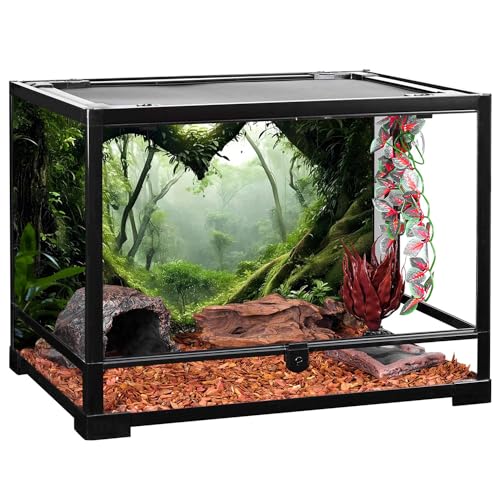 AWERT 30x18 inches Polyester Tropical Rainforest Terrarium Background Stream Green Huge Tree Reptile Habitat Background Foggy Rainforest Aquarium Background - size: 30x18in/75x45cm